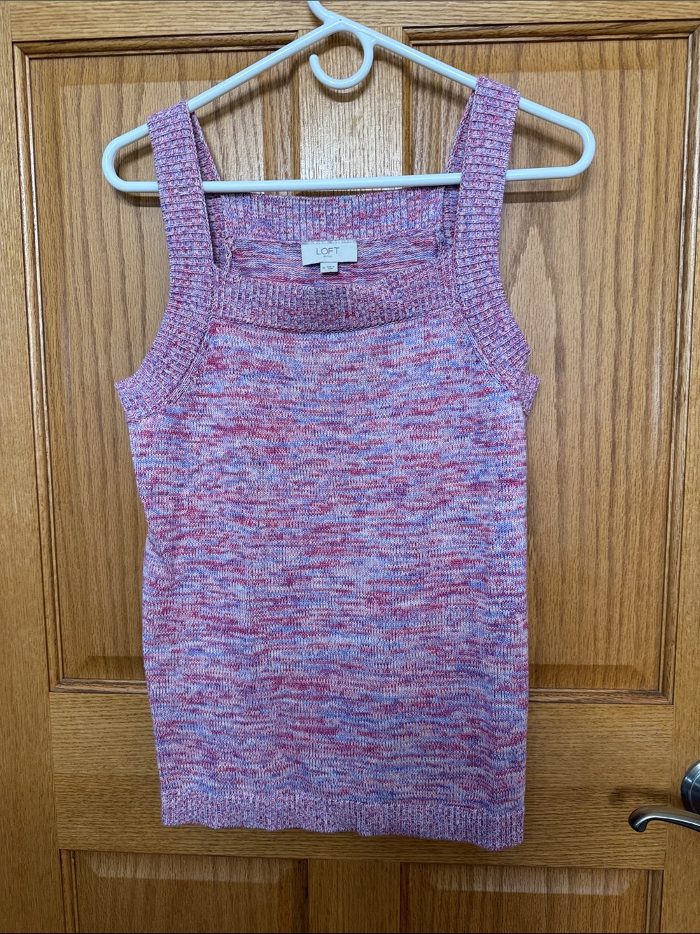 LOFT Pink & Light Blue Marled Knit Tank